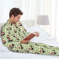 thumbnail image 6 of Naloa Christmas Hat French Bulldog Men’s Pajamas Set - Long Sleeve Button Down Sleep Shirt and Pajama Bottoms Sleepwear Set-Large, 6 of 7