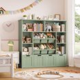 thumbnail image 2 of Hiphuta Large 4 Tier Kids Bookcase, Wood Toy Organizer of 6 Boxes & 4 Removable Drawers, Bookshelf for Kids Room Classroom, Green+Green Boxs, 2 of 7