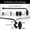 thumbnail image 2 of Meriville 14"-24" Swing Arm Curtain Rod, 3/4" Diameter, Black, 2 pieces, 2 of 7