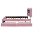thumbnail image 5 of Full Size Upholstered Platform Bed with Cartoon Ears Shaped Headboard, LED and USB, Fabric Upholstered Platform Bed Frame with Headboard and 2 Drawers(Pink, Full), 5 of 10