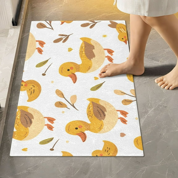 Toilet Rug Rectangle Bathroom Rugs Non-Slip Soft Plush Machine Washable Contour Bath Mat Duck and Leaf 24x16