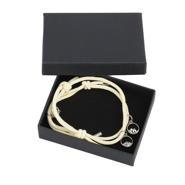Spencer 2Pcs Magnetic Couple Bracelet of Eternal Love Adjustable Long  Distance Braided Rope Bracelet （Beige）