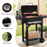 MASTER COOK Charcoal Grill with Two Side Tables, BBQ Grill for Outdoor Picnic Backyard Patio and Parties, Black