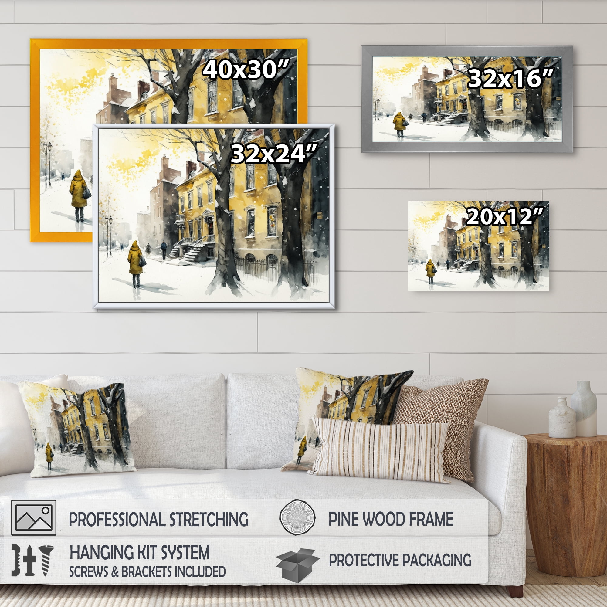 Designart Quebec During Snowfall II Canvas Wall Art