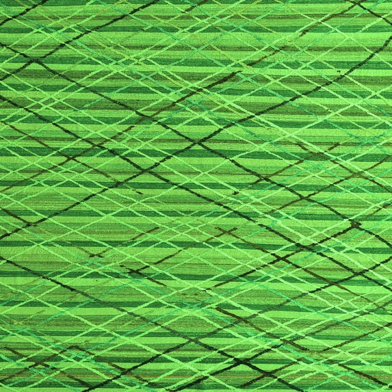 Ahgly Company Indoor Square Abstract Green Modern Area Rugs, 5' Square