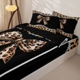 thumbnail image 3 of Erosebridal Leopard Print Bow Zipper Twin Comforter Sets with Fitted Sheet and 2 Pillowcases,3D Diamond Print Zipper Bedding Set For Girls,Black Reversible,4pcs, 3 of 7