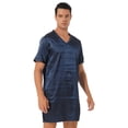 thumbnail image 2 of Kaerm Men's Silk Satin Nightshirt Nightgown Short Sleeve V-neck Casual Loungewear Top Shirt Sleepwear Navy Blue L, 2 of 7