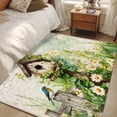 thumbnail image 4 of Area Rugs 2.7'x5', Spring Floral Carpet for Living Room Bedroom Dining Room, Birds Cabin Daisy Watercolor Botanical Throw Kitchen Rugs Non Slip Washable Rectangle Indoor Outdoor Rugs, 4 of 8