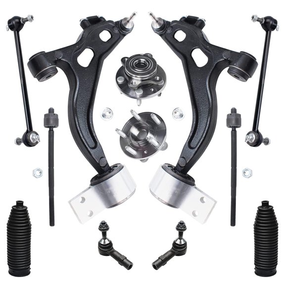 12-Piece Front Suspension Kit - 2 Lower Control Arms   Ball Joint, 2 Sway Bar Links, All 4 Inner & Outer Tie Rods, 2 Wheel Hub Assemblies - AWD (Five Hundred and Montego)/after 1/3/05