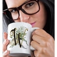 thumbnail image 2 of 3drose, Fancy Monogram Initial W on Green Tropical Leaves, 11oz Mug, 2 of 6