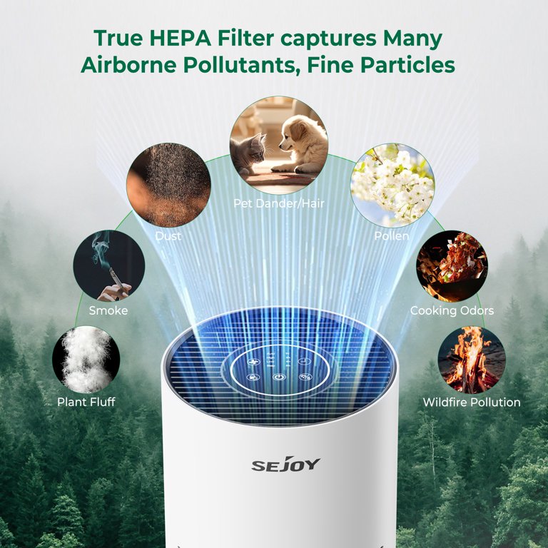 TREDY Air Purifier With True HEPA Filter - For Allergies, Pets, Smoke, Covers 1080 Sq Ft