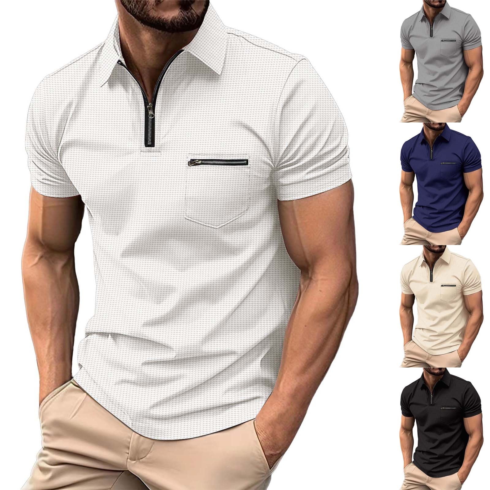 WTXUE Polos Short Sleeve, Scrunch Neck Polo Golf Shirts for Men