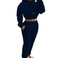 thumbnail image 3 of Scyoekwg Womens Sets 2 Piece Outfits Sweatsuit Fall Outfits Long Sleeve Sweatshirt Jogger Sweatpant Fashion Casual Matching Outfits Two Piece Set Lounge Set (Navy,XL), 3 of 7
