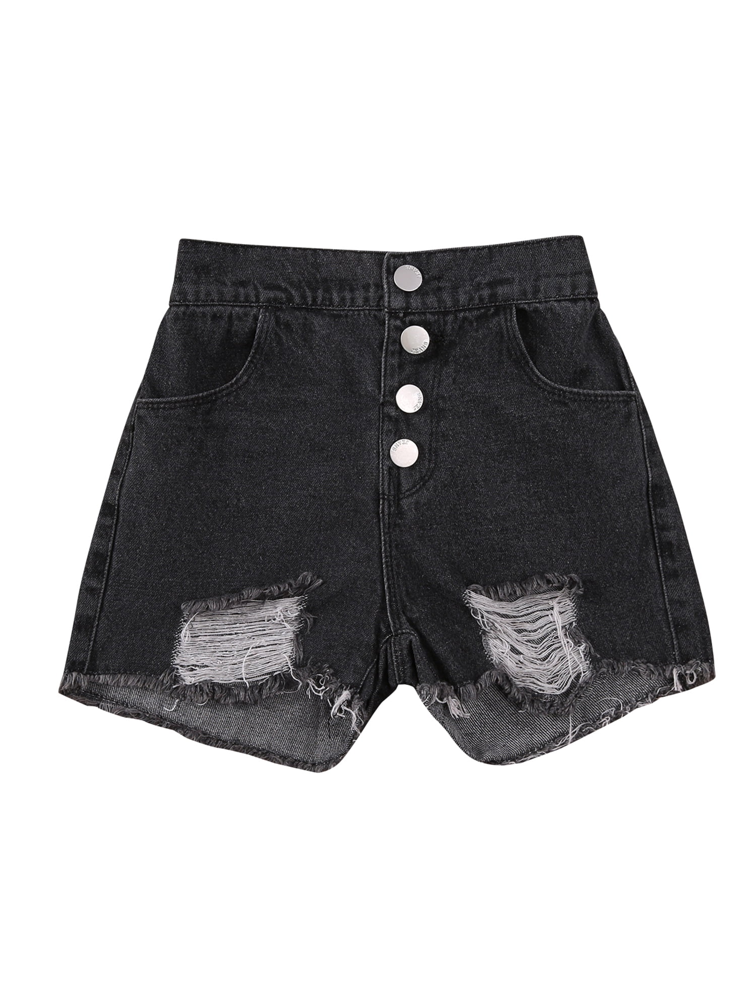 Girls black ripped shorts Clearance