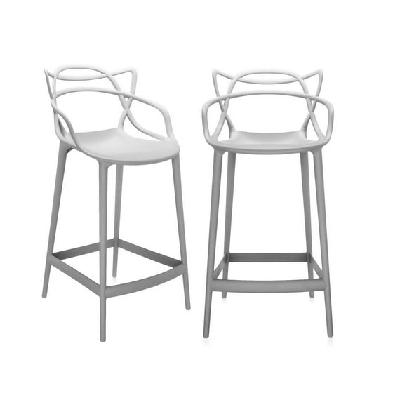 Heavenly Collection White Plastic Counter Stool