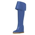 thumbnail image 2 of YDN Women Chic Closed Toe Wedge High Heels Thigh High Over The Knee Boots Comfy Pull On Foldable Knee High Boots Shoes Size 7 Blue, 2 of 3