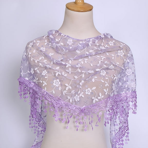TELOLY White Plain Floral Lace Scarf Shawl Muslim Hijab Women Headscarf Hollow Trian