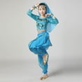 thumbnail image 5 of Girls Sky Blue Belly Dance Costume Set 5-13 Years, Complete Kit with Sequin Coin Accents & Headscarf for Recitals/Cultural Events,Size 5-7 T, 5 of 7