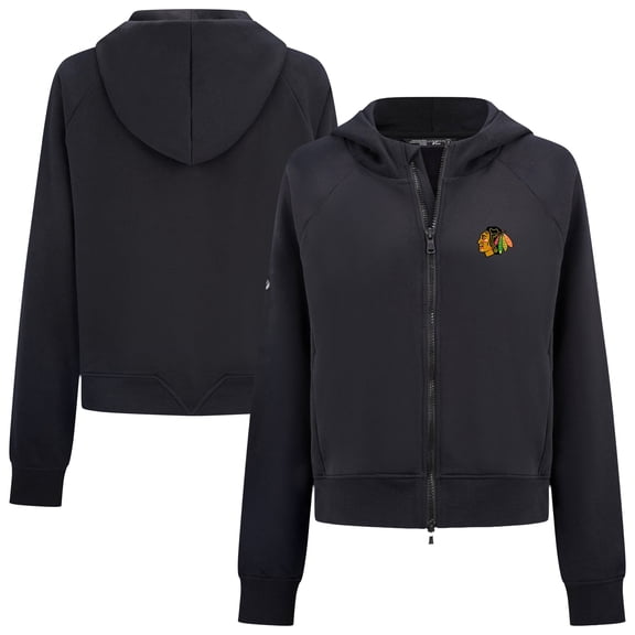 Women's Levelwear Black Chicago Blackhawks Judd Raglan Full-Zip Hoodie