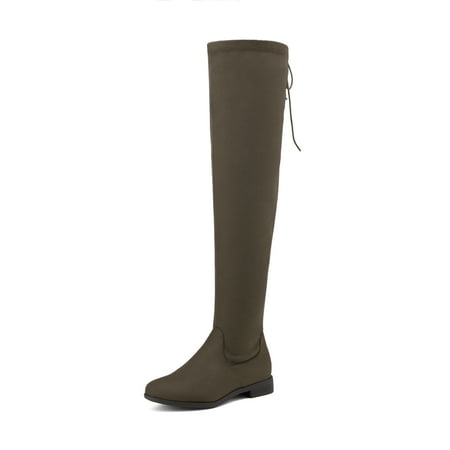 

DREAM PAIRS Women s Fashion Over The Knee High Low Block Heel Riding Boots UPLACE KHAKI Size 9
