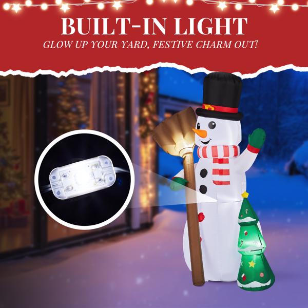 Christmas Inflatable Snowman, 3 LED Lights, Weatherproof Polyester, Quick Setup for Yard, Garden, Indoor