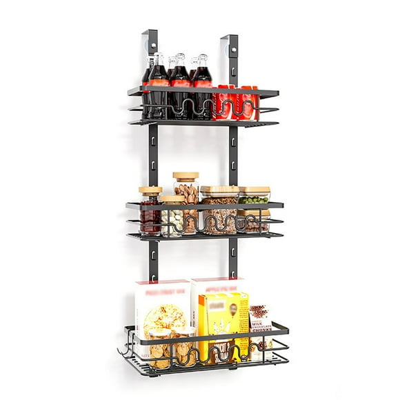 Over The Door Pantry Organizer,Metal Hanging Spice Rack for Pantry Door, Multi-Tier Over The Door Organizer for Kitchen Bathroom