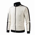 thumbnail image 3 of HBGVBA Men's Track Jacket, Stand Collar Full‑Zip Color Blocked Sport Coat, Contrast Stripe Ribbed Cuff Outerwear for Gym Running Daily Casual Wear, 3 of 6