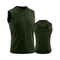 thumbnail image 5 of Men's Casual Sporty Hooded Sleeveless Vest, Breathable Solid Color Pullover for Spring Fall, Layering Piece,Army Green,L, 5 of 5