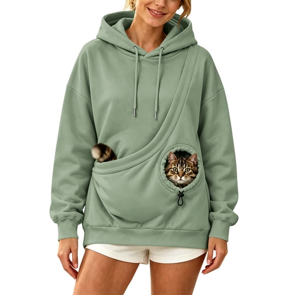 Cat Pouch Hoodie Pet Carrier Sweatshirt Large Pocket Pullover Shirt Wearable Cat Dog Carrier Hoodie