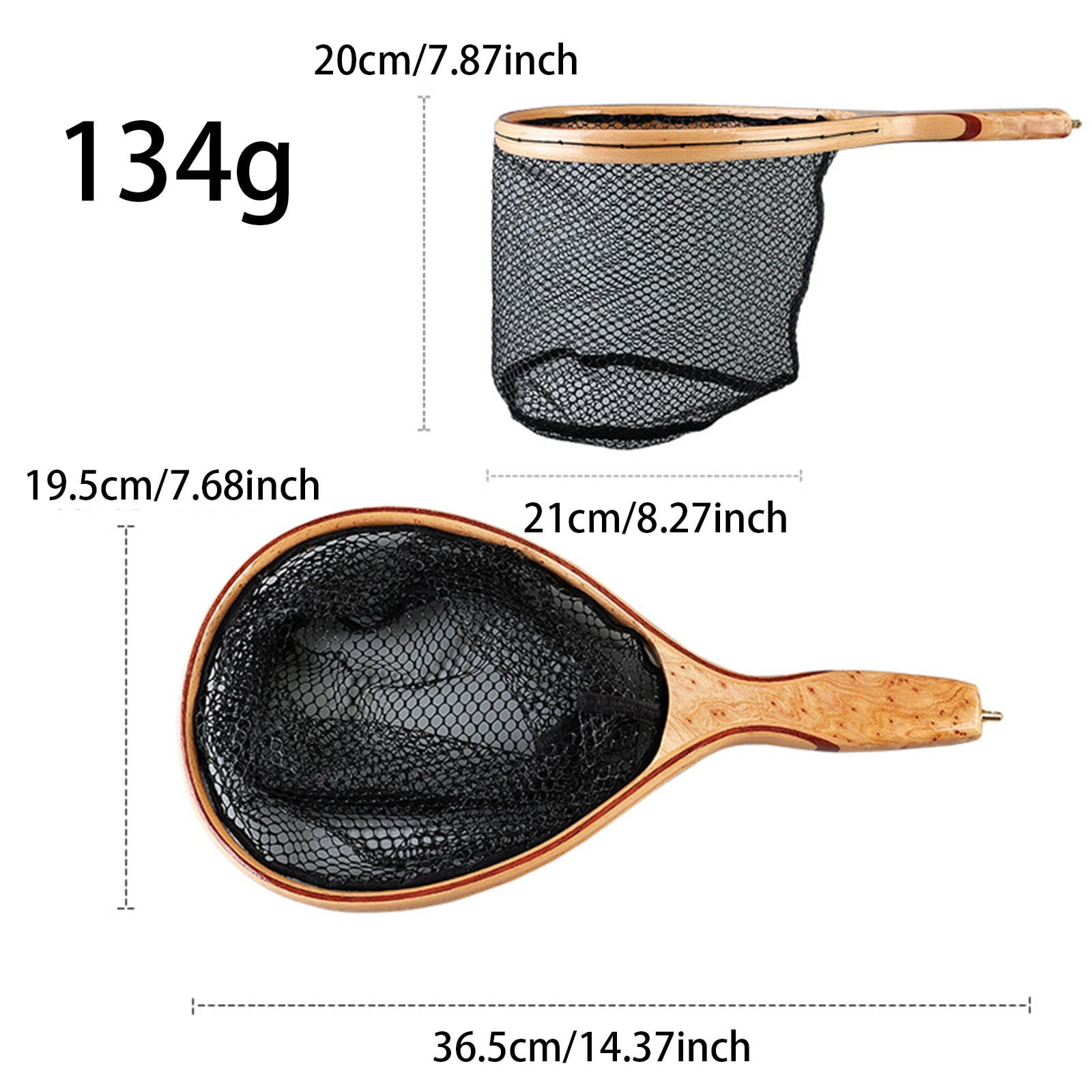 Fishing Landing Net Wood Rubber Coated Fly Fishing Net for Trout Stream Collapsible Micro Mesh Design with Durable Copper Fittings