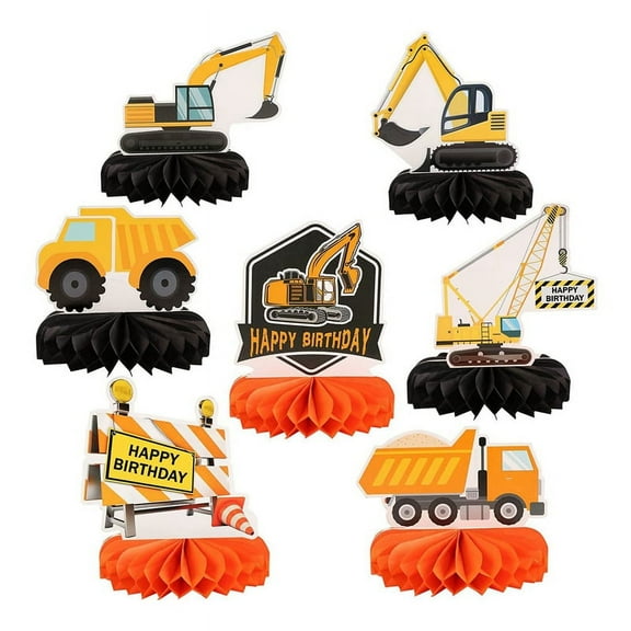 7 PCS Truck Theme Decorations Construction Honeycomb Centerpieces Table Toppers for Kids Birthday Theme