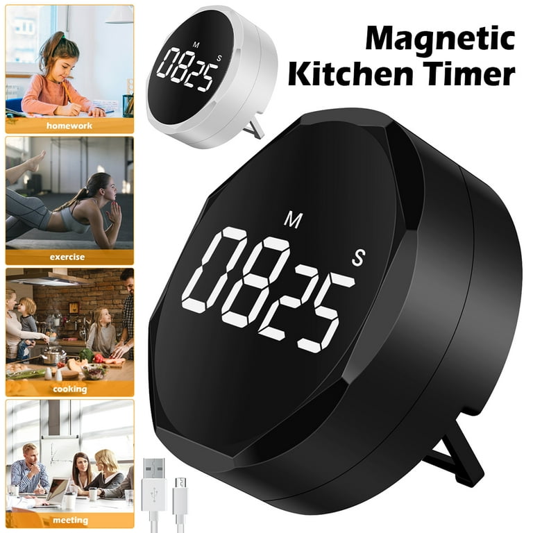 verlacoda Digital Kitchen Timer Magnetic Countdown Timer 2 Level Volume  Adjustable USB Charging Kitchen Timers Reusable Rotary Digital Timer for  Cooking Shower Study Teachers 