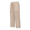 thumbnail image 4 of lnmuld Solid Kids Drawstring Capri Pants with Side Pockets and Slit Cuff Beige,9-10 Years, 4 of 6