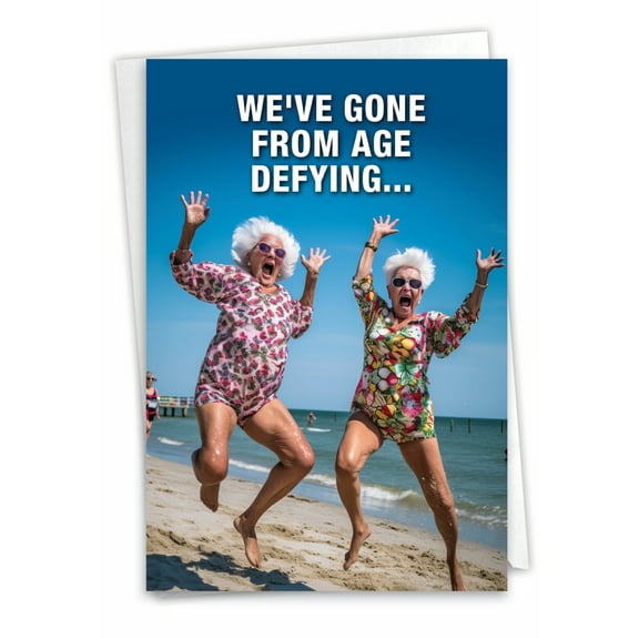 NobleWorks Funny Birthday Greeting Card with 5 x 7 Inch Envelope (1 Card) Bday Age Defying C10077BDG