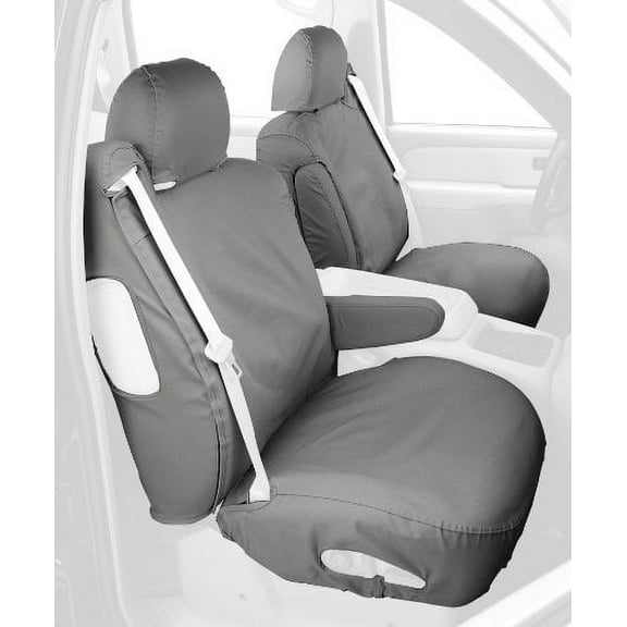 Covercraft Custom-Fit Front Bucket SeatSaver Seat Covers - Polycotton Fabric, Grey Fits select: 2004-2009 CHEVROLET EXPRESS G2500, 2004-2009 CHEVROLET EXPRESS G3500