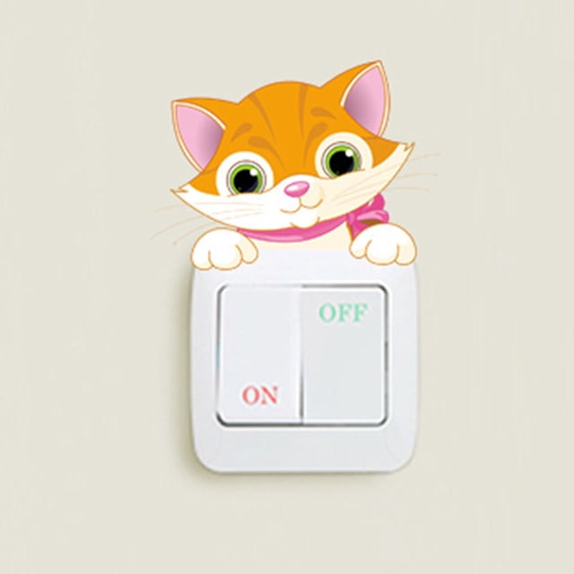 Cartoon Animal Switch Sticker Living Room 1; 2; 3; 4; Bedroom Bathroom Light Switch Cute Decal Wall Decor