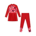 thumbnail image 3 of Haitryli Kids Girls Modest Muslim Swimsuit Long Sleeve Swim Dress with Pants Rashguard Bathing Suit Red 10, 3 of 7