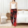 thumbnail image 4 of Cauagu Red And Black Abstract Skull Pajama Pants for Women Loose Fit Wide Leg Trouser Pants Casual Elastic Waist Drawstring Lounge Pants, 4 of 6