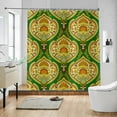 thumbnail image 2 of Mandala Shower Curtain Set for Bathroom Boho Ethnic Retro Bohemian Flower Art Print Bath Curtains Green and Yellow Waterproof Fabric Machine Washable Bathtub Curtains with Hooks 72x72 Inches, 2 of 6