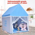 thumbnail image 3 of Costway Casa con Forma de Carpa con Espacio Privado para Niños con Sólida Estructura de Madera y Manta de Algodón Azul 120 x 105 x 140 cm, 3 of 10
