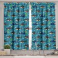 thumbnail image 2 of Ambesonne Ocean Valance & Curtain, Sharks and Diver Man Cartoon, 55"x30", Grey and Petrol Blue, 2 of 7