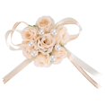 thumbnail image 1 of 2 piezas hermosa flor de mano dama de honor ramillete de muñeca decoraciones de boda satén perla (rosa claro), 1 of 8