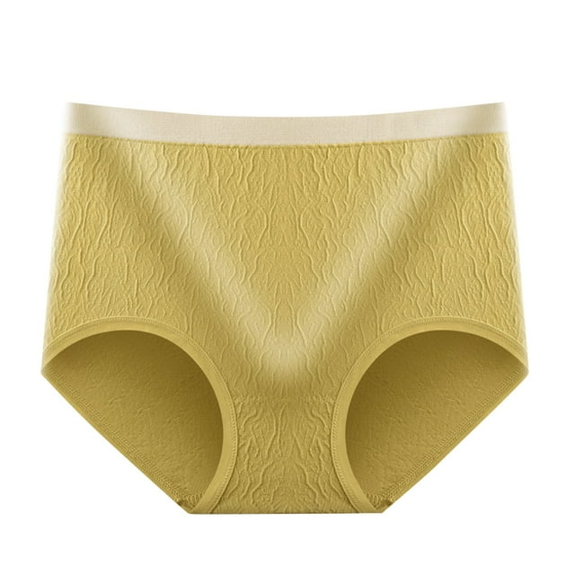 Gibobby Calzoncillos de encaje para mujer Calzoncillos sexis de cintura alta para mujer, calzoncillos bóxer grandes transpirables con cierre de vientre y cadera(Amarillo,XL)