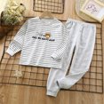 thumbnail image 2 of Odeerbi 2-12 Years Teen Boys Girls Cotton Pajamas Outfits Striped Long Sleeve Tops Pants Two-piece Pajama Set Casual Loungewear Teen Boys Girls Clothes, 2 of 3