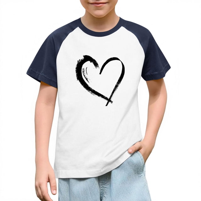 Blusas y camisas de manga corta con cuello redondo para niños y niñas, blusa de manga corta con estampado de cuello redondo