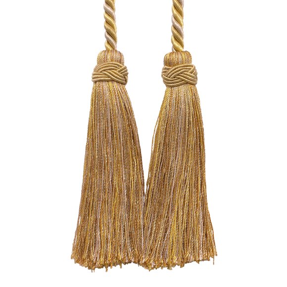 Imperial Collection Double Tassel Curtain and Drapery Tieback / Holdback, 4" Tassel (10cm), 26" Spread (66cm) # ICT,, Rustic Gold #4975 (Light Gold, Beige Gold, Yellow Gold) Sold Individually