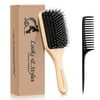 Hair Brush Boar Bristle Hairbrush for Thick Curly Long Short Wet or Dry Hair Adds Shine and Makes Hair Smooth, Best Paddle Hair Brush for Men Women Kids