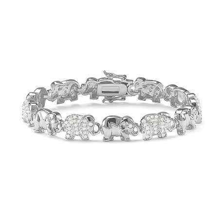Eye Link Diamond Bracelet - Diamond Accent Elephant Link Bracelet