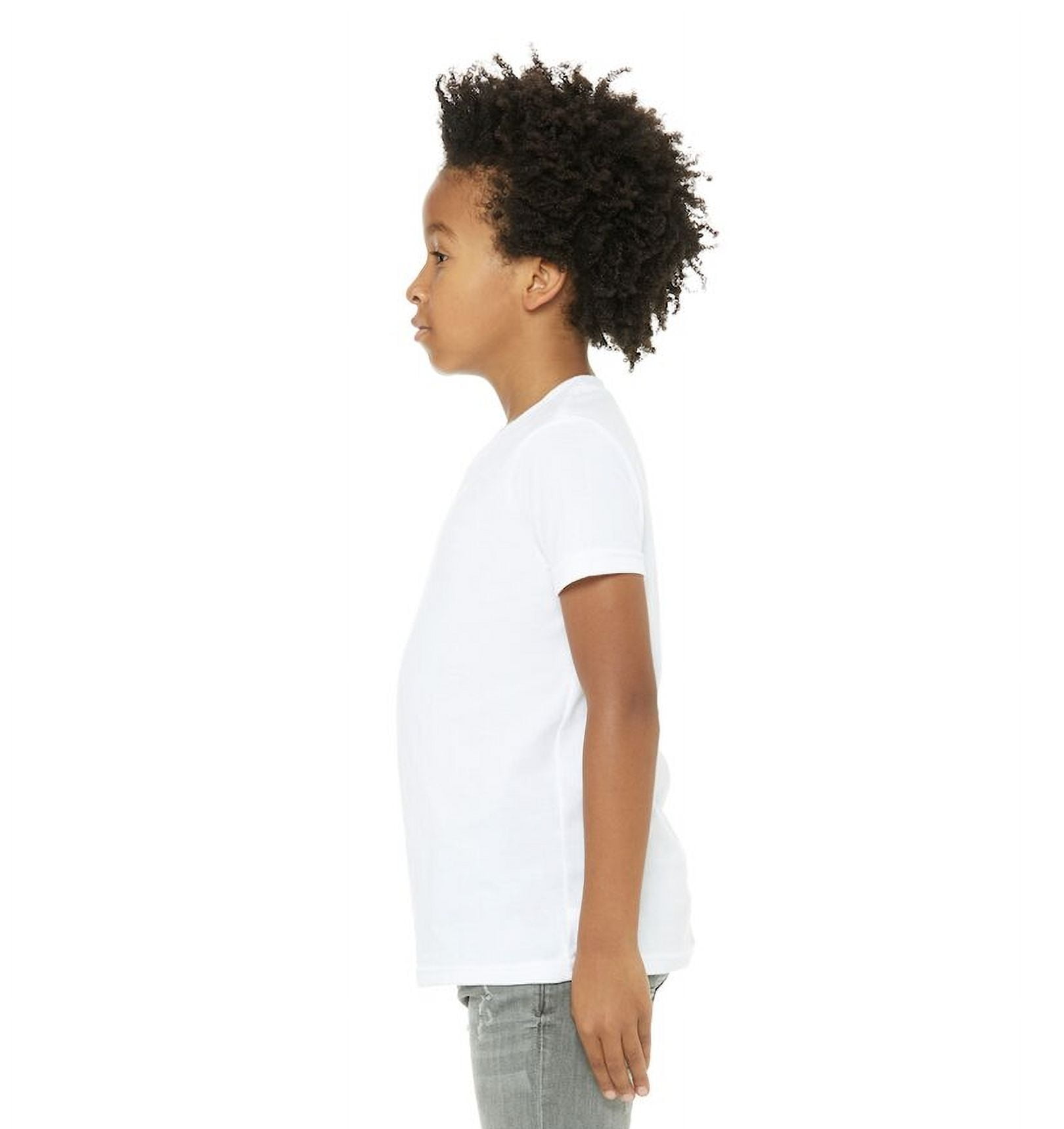 (3 pack) BELLA+CANVAS Youth Unisex Short Sleeve Crew T-Shirt – White Small Cotton Tee for Crafting, Personalization, Tie Dye & Everyday Wear