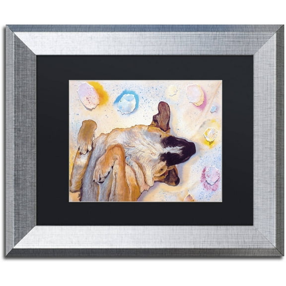 Trademark Fine Art "Dog Dreams" Canvas Art by Pat Saunders-White, Black Matte, Silver Frame